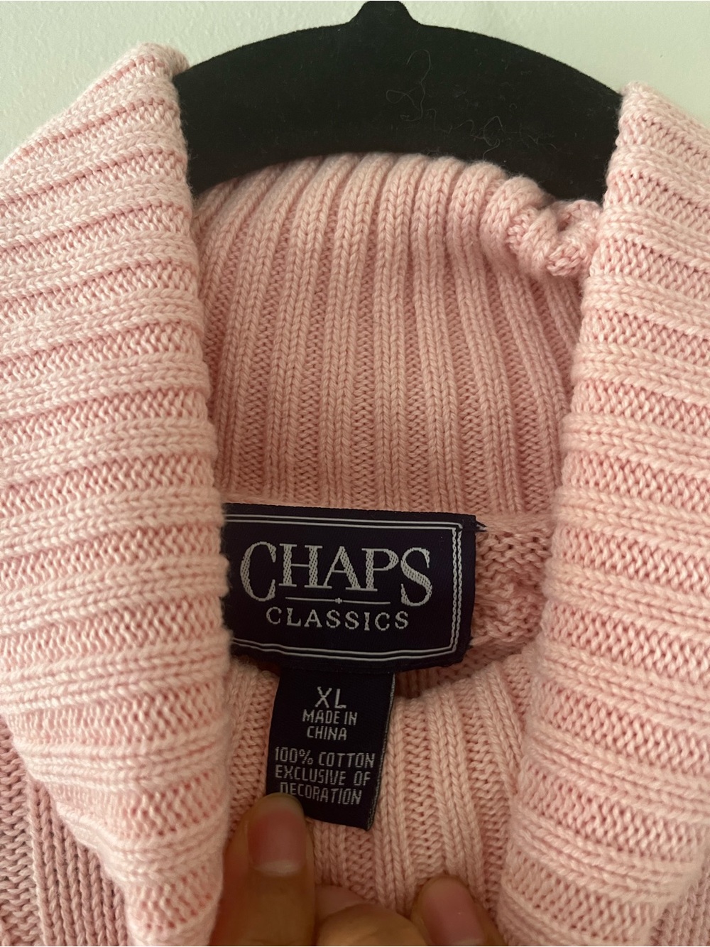 Vintage Chaps Light Pink Cable Knit Turtleneck Sweater XL Preppy Old Money - Picture 5 of 8